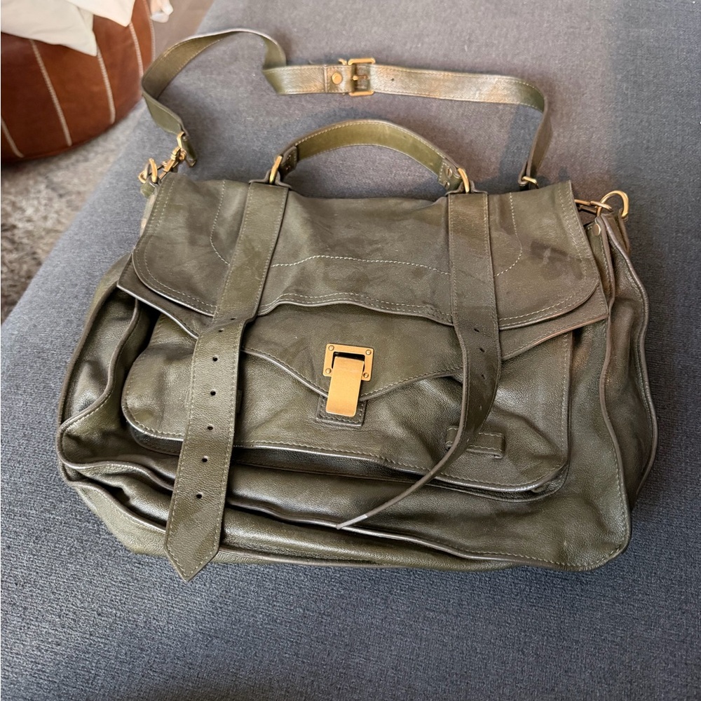 Proenza Schouler Olive Green PS 1 Leather Tote